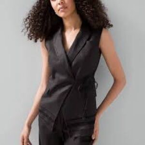 White House Black Market Tie Front Studio Vest Blazer Eyelet Jacket Size 12